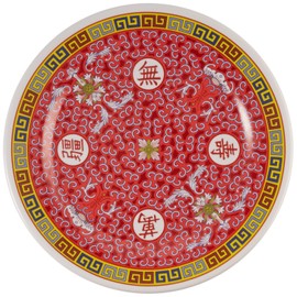 Thunder Group Peacock Collection 12-Pack Plate, 9-1/8-Inch, Melamine, Red