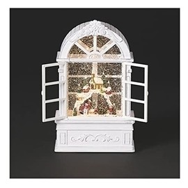 Roman Lighted Swirl Snowy Town - Esferas de Nieve para Ventana, 8.7 pulgadas de altura, Decoración Navideña