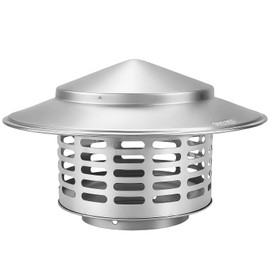 LCJAOF 3 Inch Stainless Steel Round Chimney Cap with Screen, Flue Cover Tapered Top Cap for Stove Fireplace Roof Vent, 3 Inch Vent Cover for Outside Chimney