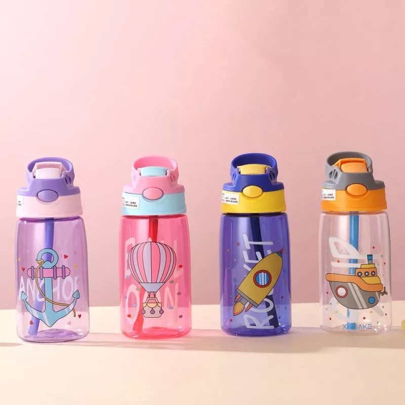 Wnatn Botella De Agua Con Popote Para Niños, 500 Ml