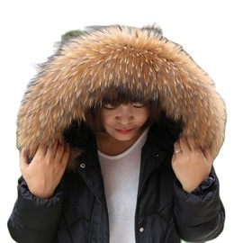 Fur collar, women's scarf, warm fur scarf, raccoon, fur collar, bib, pullover, hat, unisex collar, Length: 60 cm, width: 16 cm,