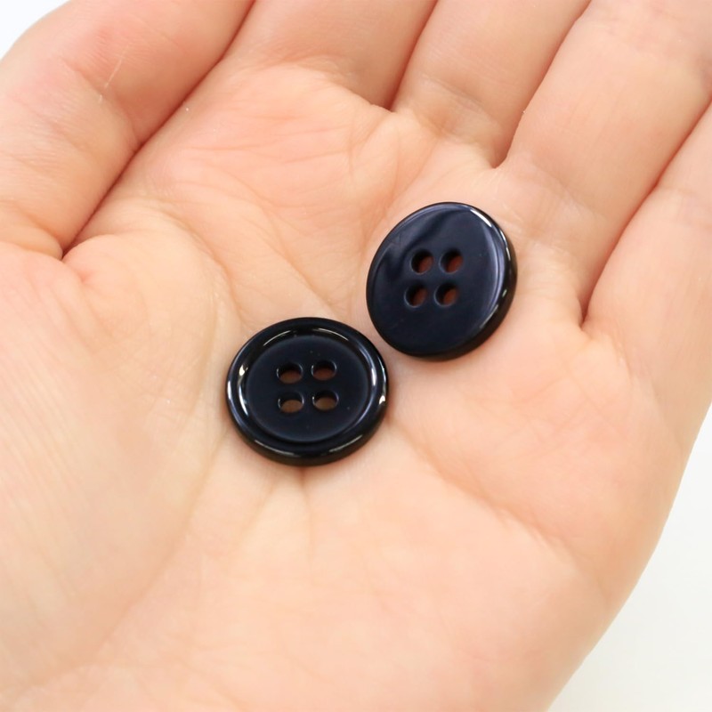 B-065 Black Buttons, 4 Hole Buttons, Basic Color Buttons, Shirt