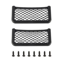 2 Pcs Car Storage Net Bags Black Mesh Organizer Nets Elastic Nylon Smartphone Holders with Plastic frames for Auto and RV