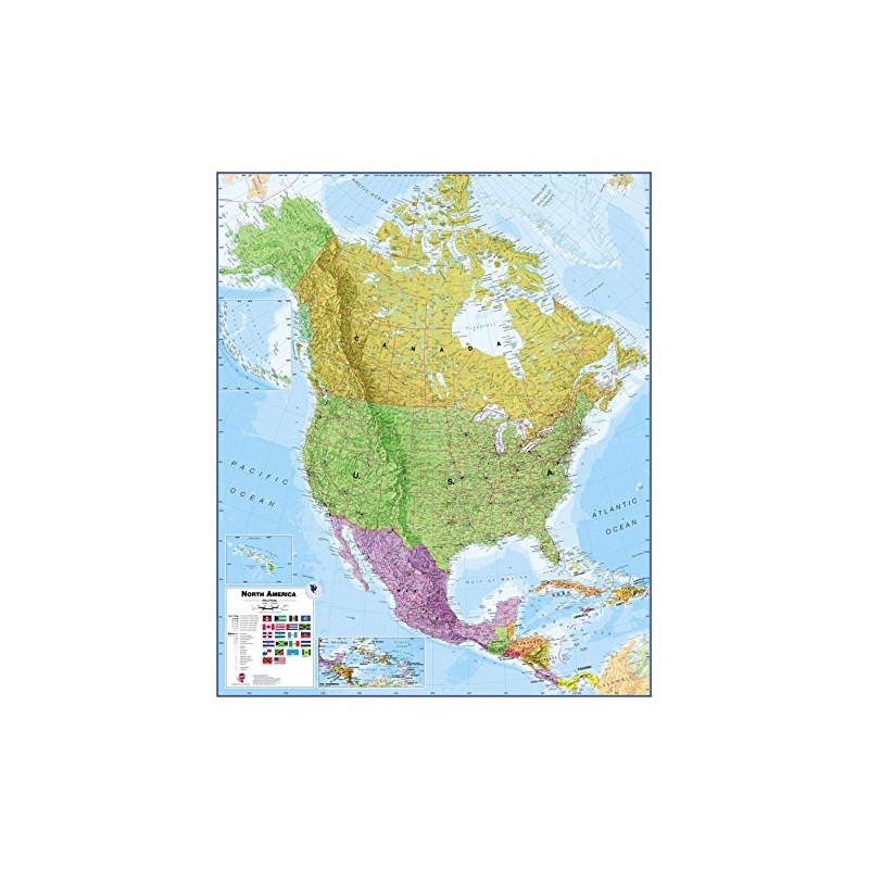Maps International Large Political North America Wall Map - Paper