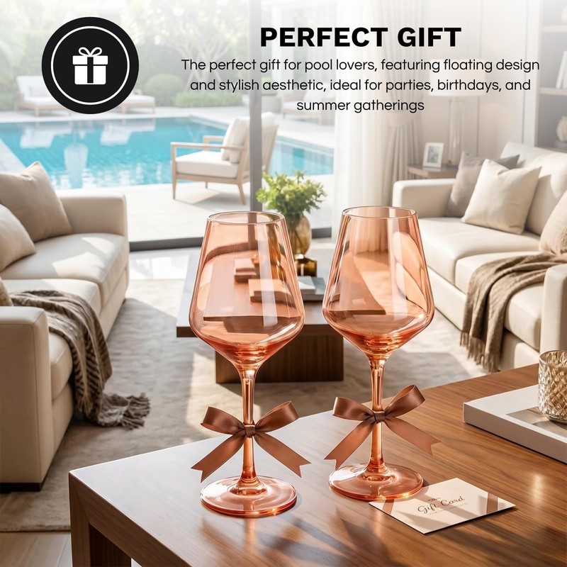 Floating Wine Glasses for Pool (18 Oz | Set of