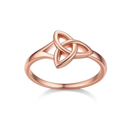 Bestyle Rose Gold Vermeil Celtic Knot Rings Sterling Silver Ring Women Simple Finger Band Ring Stacking Ring, Eternity Love Band Ring for Her, Great Irish Celtic Jewelry for Women,Size 12
