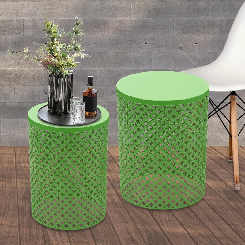 Side Table Set of 2, Iron Side Table 14.6x19.3In &