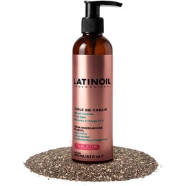 LATINOIL Crema para definir rizos – Aceite de semillas de chía acondicionador para cabello rizado, tratamiento anti encrespamiento y peinado, crema para mejorar los rizos rebotantes – producto natural claro – cuidado permanente del cabello – 8.1 oz