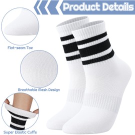 Fingertip WD 6 Pairs Retro Stripe Tube Socks Classic Athletic Sport Running Crew Casual Cotton Novelty Socks for women Girls Multicolor