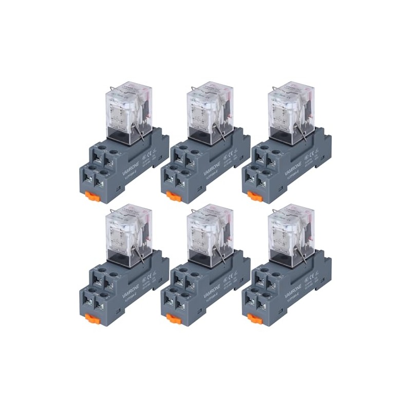 6PCS Electromagnetic Power Relay, 8-Pin 10 AMP 12V DC Relay