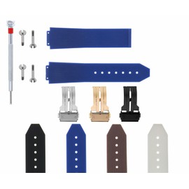 Ewatchparts 21-24-25mm Rubber Silicone Watch Band Strap Compatible With H Hublot Includes Buckle, 4 Screws, And Screw Driver