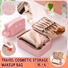 Travel Cosmetic Storage Makeup Bag Toiletry Wash Organizer Waterproof Portable, Durable PU Material