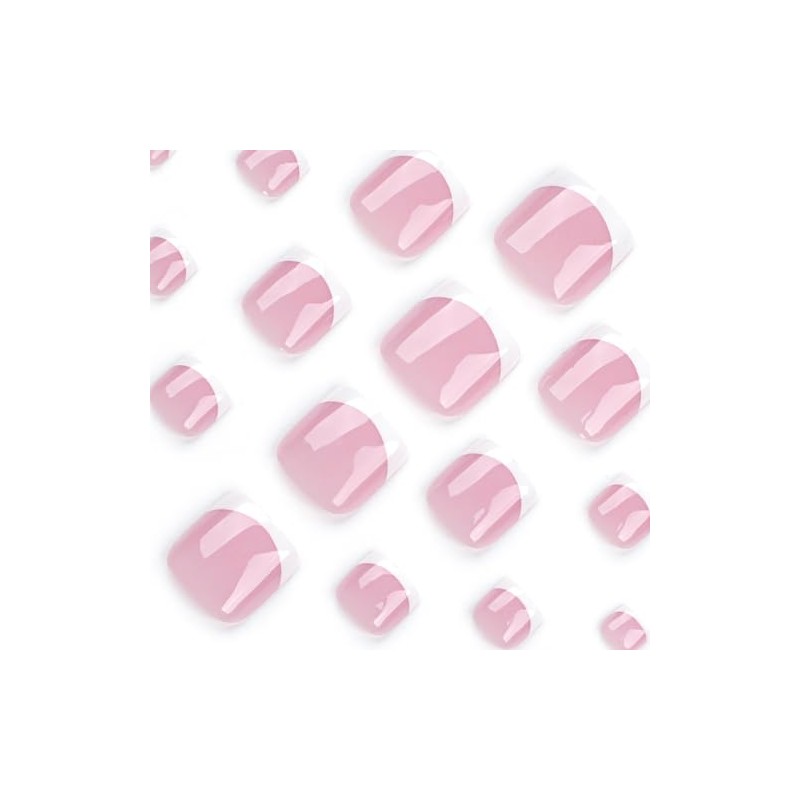 Uñas de Los Pies Postizas, 12 Tamaños Natural Francesas Uñas