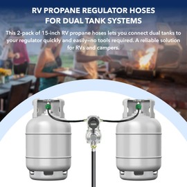 15" RV Propane Hose for Dual LP Tank, 1/4" Male NPT & QCC1/Type1, 2PCS