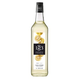 1883 Yuzu Lemon Syrup - Flavored Syrup for Hot & Iced Beverages - Gluten-Free, Vegan, Non-GMO, Kosher, Preservative-Free, Made in France | Glass Bottle 1 Liter (33.8 Fl Oz)