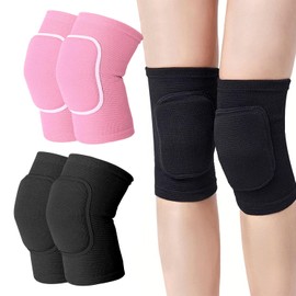 ATBUSS 2 Pairs Sports Dance Sponge Knee Pads Thickened Sponge Elastic Binding Knee Pad Daily Accessories for Athletes (Pink, Black)