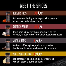 Spice Guru Grill Seasoning Gift Set - 4 Flavor BBQ Seasonings and Rubs - Christmas Gifts for Men Who Cook - BBQ Rub Gift Set - Christmas Grilling Gifts for Men - Gifts for Dad - Gifts for Him