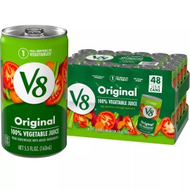 V8 Original 100 Vegetable Juice 48 Pack 5.5 Fl Oz Cans Healthy Snack Drink