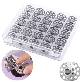 Sewing Machine Bobbins, 25 Pieces Empty Metal Bobbins for Sewing Machine, Empty Metal Bobbins, Universal Metal Sewing Machine Spools, with Storage Box, for Domestic Sewing Machine