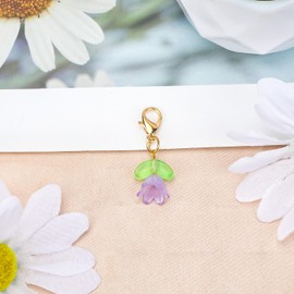 MUCOOS Keyring, Vintage Tulip Flower Pendant for Women, Lucky Charm, Birthday Gift for Women, Girlfriend Party, Back to School Gift