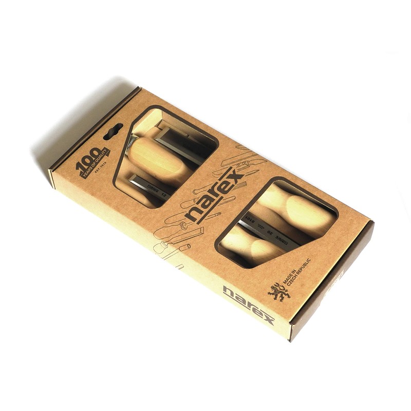 Narex Bevel Edge Chisel Set with Wooden Handles, Set of