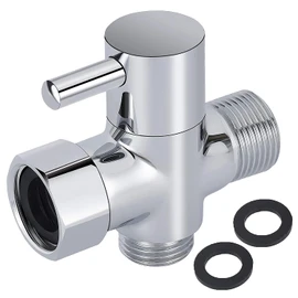 Brass Metal T Adapter with Shut Off Valve,7/8 1/2 Bidet Valve,3-Way Tee Connector for Handheld Bidet Toilet Sprayer,Bidet T Valve Adapter Chrome Plated