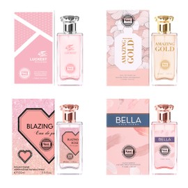 Hybrid & Company Women's 4 Pcs Amazing Glod Bella Blazing Luckest Pour Femme Perfume Natural Spray Fresh Fragrance