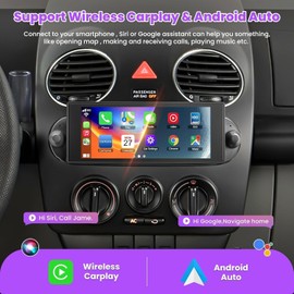 [4+64G]Car Radio for Volkswagen Beetle 2004-2010 with Wireless Carplay&Android Auto, 6.8 inch IPS Touchscreen Android 13 VW stereo support Bluetooth/Hi-Fi Audio/GPS/Wifi/FM Radio/SWC+AHD Backup Camera