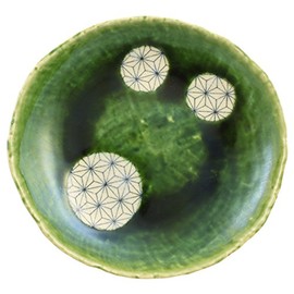 Seto Ware 027-0004 Gofu Kiln Serving Plate, Diameter Approx. 5.5 inches (14 cm), Oribe Green, Linanoha, Made in Japan