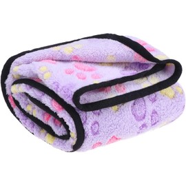 Fluffy Dog Blankets with Paw Print - Super Soft Warm Pet Blanket, Cozy Flannel Throw for Small Dog Cat Puppy Kitty, Sleep Bed Mat Cover (Purple, S:52 * 76CM)