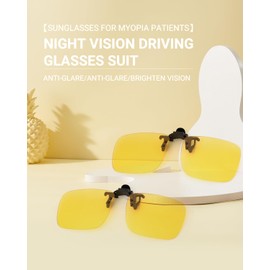 TERAISE Polarised Sunglasses Clip Over Glasses Anti-Glare UV400 Clip On Sunglasses for Men Women Driving, 2 pieces yellow + yellow
