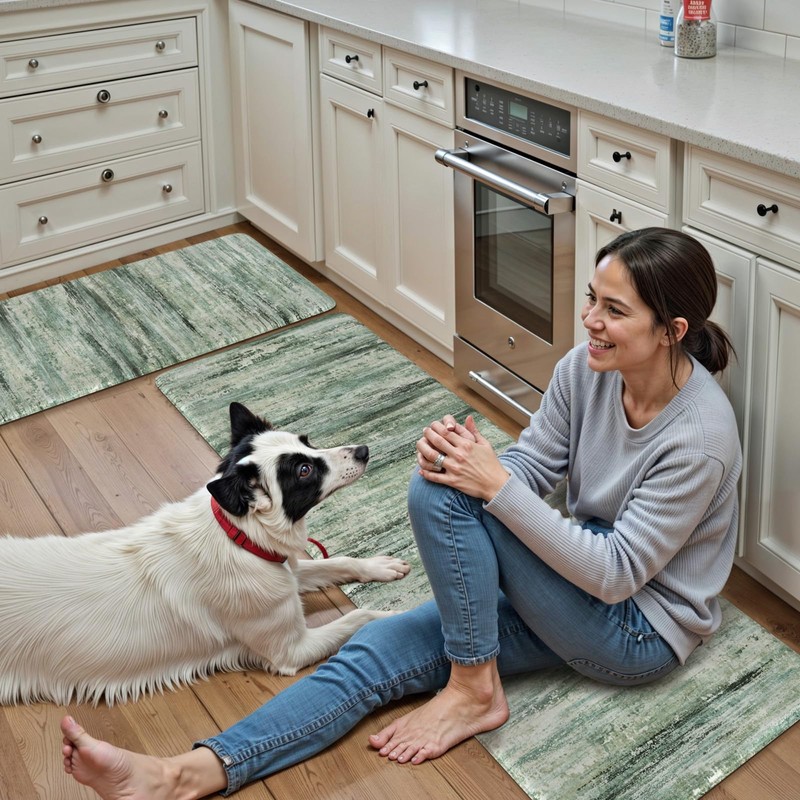 KIMODE Kitchen Mats Cushioned Anti Fatigue, Abstract Kitchen Rugs Sets