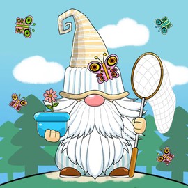 NAIMOER Cute Gnome Diamond Painting Kits for Adults, Full Drill Gnome Grow Flowers Diamond Painting Kits, DIY 5D Gnome Diamond Painting Summer Diamond Art Kits for Home Decor 30X30cm