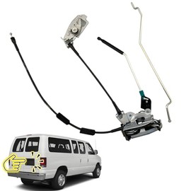 Conjunto de pestillo de puerta con cable y varilla compatible para puerta trasera derecha de carga Ford E150 E250 E350, para reparación d...