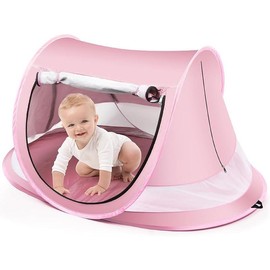 Baby Beach Tent,Large Pop Up Beach Tent Sun Shade for Beach,Portable Baby Travel Tent with Mosquito Net,Indoor Baby Play Tent,UPF 50+ UV Protection Sun Shelters for Infants - Color: Pink