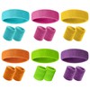 18 Pcs Sweatbands Wristbands Set Include 6 Striped Sweat Terry