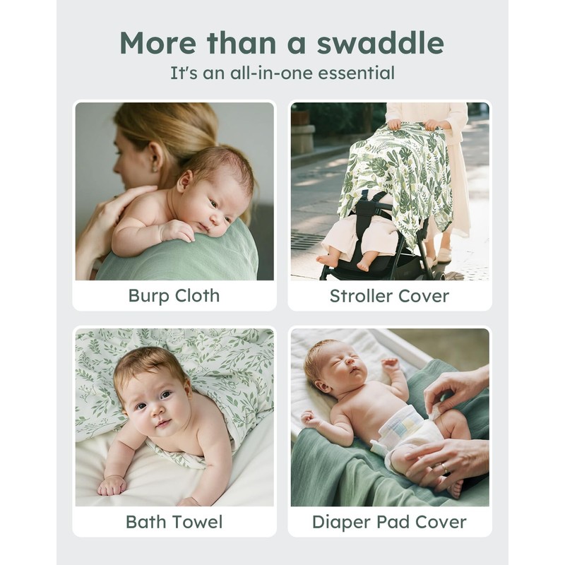 Yoofoss Muslin Swaddle Blankets, Organic Baby Blankets, 47 x 47