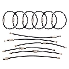 Mini Skater Brand 12Pcs 4 Inches Wire keychain Cable 2mm Nylon Coated Stainless Steel Key Ring Loop for Hanging Luggage Tags or ID Tags (Black)