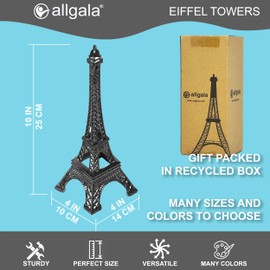 allgala 10" Eiffel Tower Statue Decor Alloy Metal, Black