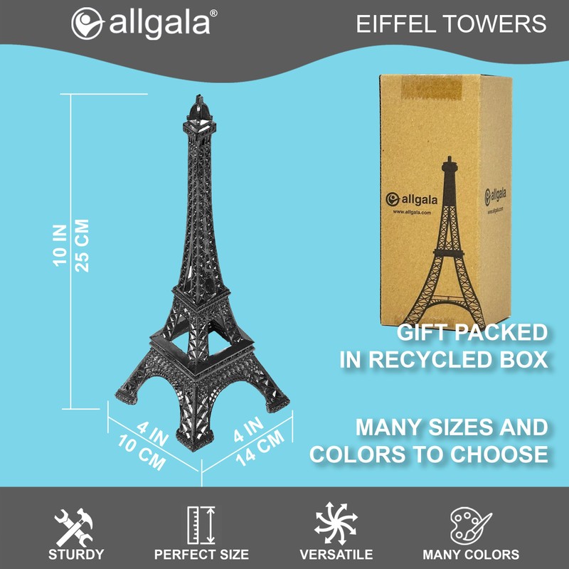 allgala 10" Eiffel Tower Statue Decor Alloy Metal, Black