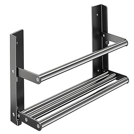 DongMaple Metal Shoe Rack, 2 Levels, Shoe Rack, Wall Space-Saving, for 2 Pairs of Shoes, Shoe Organiser for Motorhome and Bathroom, 35 cm Length, Grey