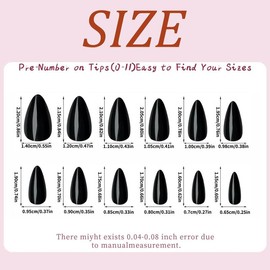 120pcs/set Reusable Press on Nails, Black Short Almond Nails Press on Acrylic False Nail Reusable Artificial Fingernail for Women Short Almond Nails Press on Manicure, Christmas Gift