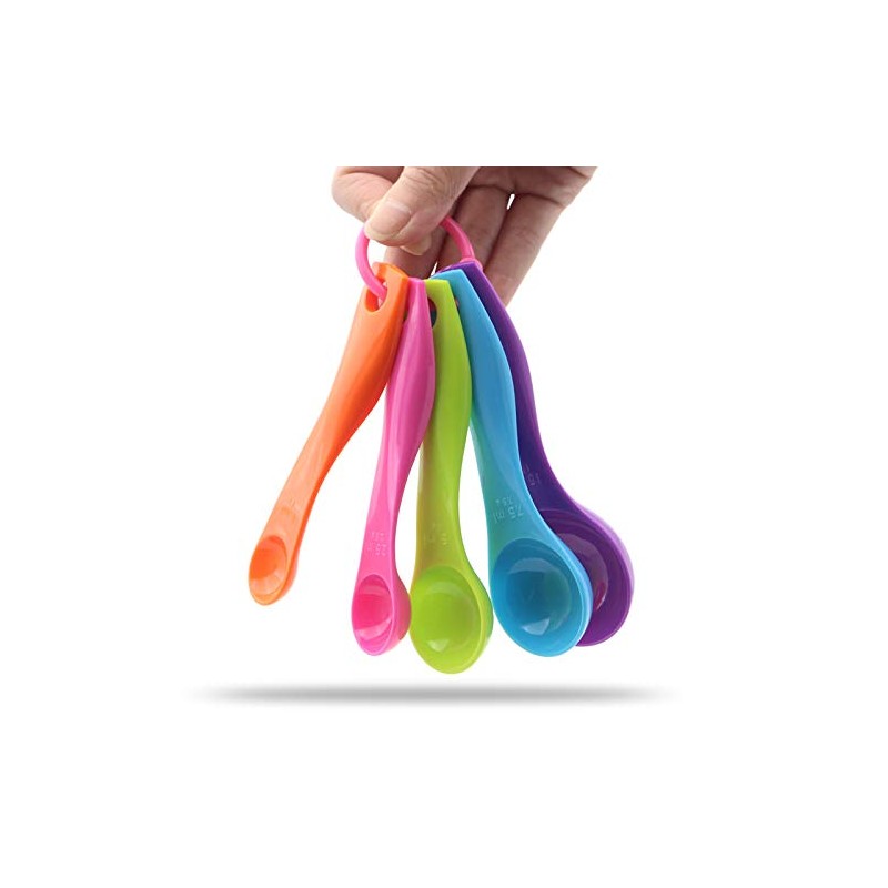 Smart Baking Set of 5pcs Multi Colours Plastic Measuring Spoon