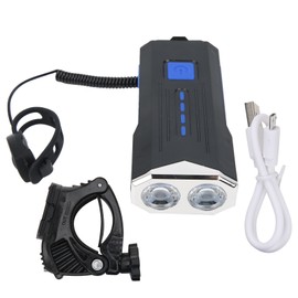 Bicycle Head Light USB Rechargeable Night Riding Waterproof Bike Front Light with HornBlue