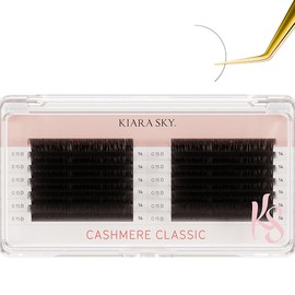 KIARA SKY LASH Cashmere Classic Lash Extensions | Premium Cashmere Lash Extensions | Soft Semi-matte natural finish | For Professional Eyelash Extensions Use Only | Black, (D-0.15-14MM)