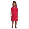 Lands' End Uniform Long Sleeve Pleated Mesh Polo Dress Red