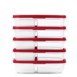 Rubbermaid EasyFindLids Meal Prep Containers, 5.1 Cup, Red