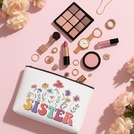 Sister Gifts Makeup Bag Birthday Gifts for Sister from Sisters Presents for Sisters Cosmetic Bag Make up Presents for Birthday Graduation Appreciation Christmas Bestie Gift Friendship Gift for Women