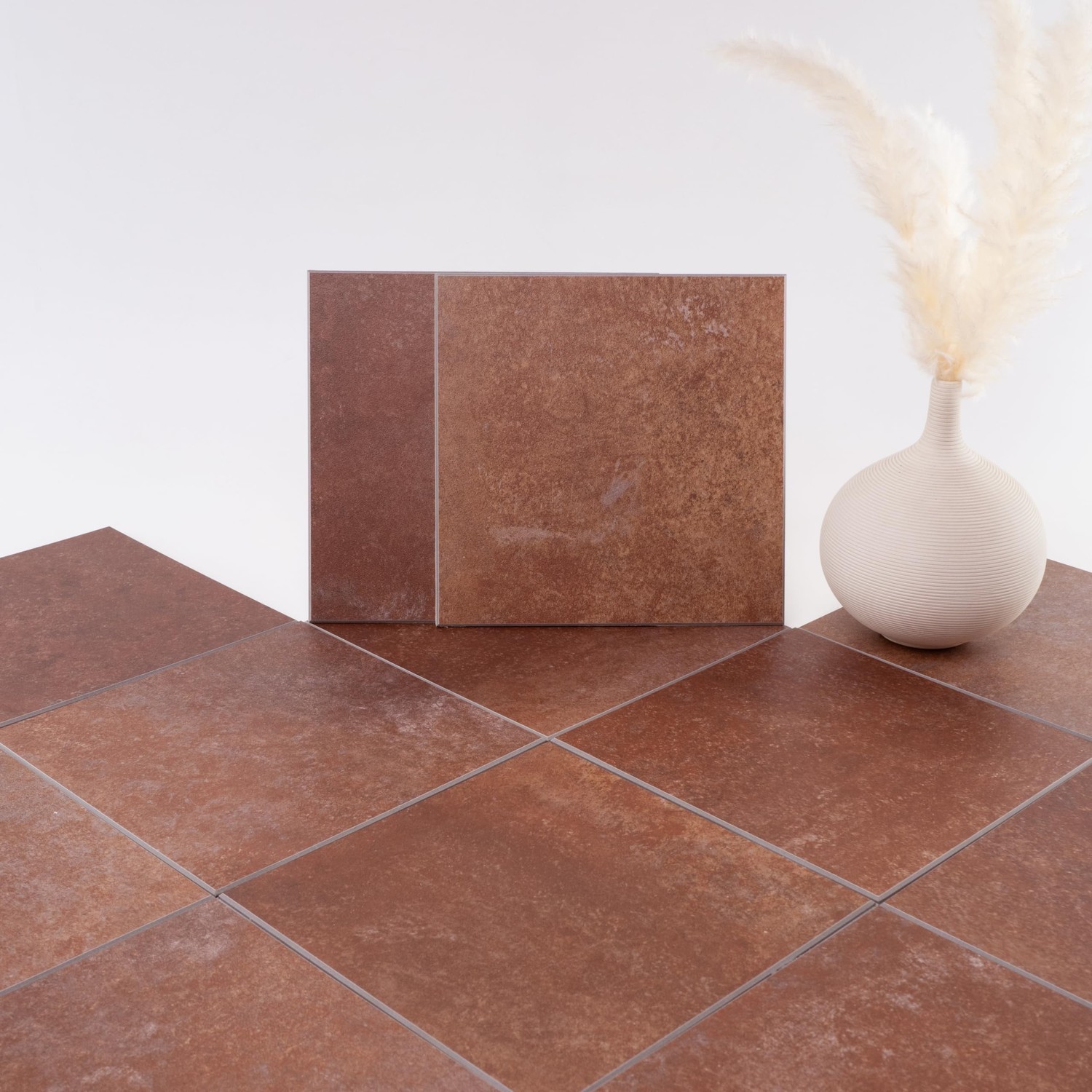 W&S 24-Sheet Red Brown Peel and Stick Floor Tile, Peel and Stick ...