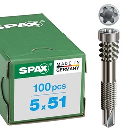 Decking Screws, Aluminium, 5 x 51 mm, Pack of 100, Fixing Thread, Cylinder Head, T-Star plus T25, Drill Tip, Rustproof Stainless Steel A2-0557000500513